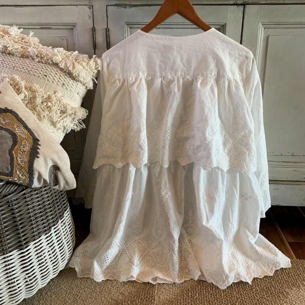 Last Two! Eyelet Lace Kimono Duster Jacket Top - Picture 5 of 8